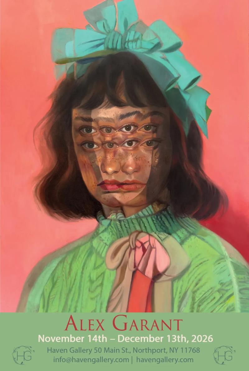 Alex Garant painting on the Haven Gallery show poster